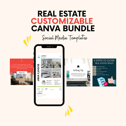 600 Real Estate Social Media Customizable Canva Bundle To Promote Your Real Estate Business